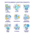 Cryptocurrency adoption concept icons set Royalty Free Stock Photo