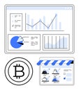 Cryptocurrency Analytics Dashboard with E-commerce Integration and Bitcoin Symbol Royalty Free Stock Photo