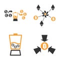 Cryptocurrency Anonymizer Mixer Vector Icon Set