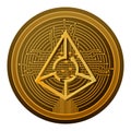 Cryptocurrency augur coin with circuit lines