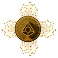Cryptocurrency augur coin with circuit lines