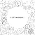 Cryptocurrency background from line icon