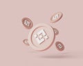 Cryptocurrency Binance coins levitate on pastel background. 3d render illustration with soft lights.