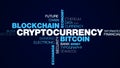 Cryptocurrency bitcoin blockchain economy technology business e-commerce mining digital exchange finance animated word