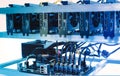 Cryptocurrency bitcoin ethereum altcoin graphic card miner mining rig. Computer for Bitcoin mining, isolated on white background Royalty Free Stock Photo