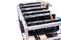 Cryptocurrency bitcoin ethereum altcoin graphic card miner mining rig. Royalty Free Stock Photo