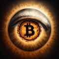 Cryptocurrency Bitcoin Eye. All Seeing Eye Bitcoin. Net Banking Mining Future Watcher . Cryptography Finance Digital