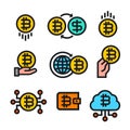 Cryptocurrency Bitcoin Icon Set Royalty Free Stock Photo