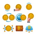 Cryptocurrency Bitcoin Icon Set Royalty Free Stock Photo