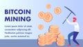 Cryptocurrency, Bitcoin Mining Banner Flat Layout