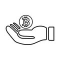 Cryptocurrency, bitcoin payment outline icon