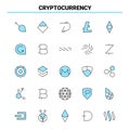 25 Cryptocurrency Black and Blue icon Set. Creative Icon Design and logo template