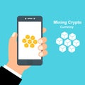 Cryptocurrency and blockchain, analysts and managers working on crypto start up. vector illustration.