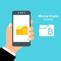Cryptocurrency and blockchain, analysts and managers working on crypto start up. vector illustration.