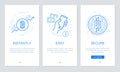 Cryptocurrency and Blockchain concept onboarding app screens. Modern and simplified vector illustration walkthrough screens templa