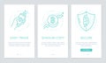 Cryptocurrency and Blockchain concept onboarding app screens. Modern and simplified vector illustration walkthrough screens templa