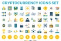Cryptocurrency and Blockchain Flat Icons Royalty Free Stock Photo