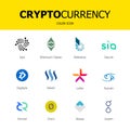 Cryptocurrency blockchain icons. Set of virtual currency.Vector trading signs