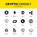 Cryptocurrency blockchain icons. Set of virtual currency. Vector trading signs: bitcoin, ethereum, monero, ripple, litecoin,dash,