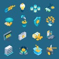 Cryptocurrency Blockchain Isometric Icons