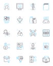 Cryptocurrency and blockchain linear icons set. Bitcoin, Ethereum, Blockchain, Cryptography, Decentralization, Mining