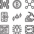 Cryptocurrency blockchain network technology and digital money bitcoin concept line icon Royalty Free Stock Photo
