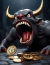 Cryptocurrency Bull in Ferocious Stance AI Generative