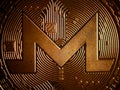 Cryptocurrency business concept. Close up of gold altcoin in hand. World cryptocurrency business. Modern blockchain technology. In