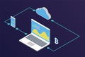 Cryptocurrency chart. Isometry notebook with stock data chart.
