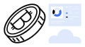 Cryptocurrency and Cloud Computing Concept with Bitcoin Symbol and Data Visualization Royalty Free Stock Photo