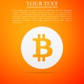 Cryptocurrency coin Bitcoin icon isolated on orange background. Bitcoin for internet money. Digital currency. Blockchain Royalty Free Stock Photo