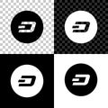 Cryptocurrency coin Dash icon isolated on black, white and transparent background. Physical bit coin. Digital currency Royalty Free Stock Photo