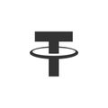 Cryptocurrency coin Tether USDT icon isolated. Physical bit coin. Digital currency. Altcoin symbol. Blockchain based