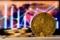 Cryptocurrency coins - Monero and other close up