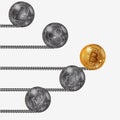 Cryptocurrency coins with tracks