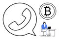 Cryptocurrency and Communication Concept Bitcoin Symbol and Chat Icon Royalty Free Stock Photo
