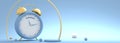 Cryptocurrency concept. Alarm clock with staking text. 3D render