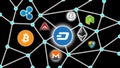 DASH Black Background, Cryptocurrency Blockchain Network