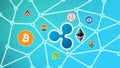 Ripple Blue Background, Cryptocurrency Blockchain Network