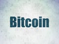 Cryptocurrency concept: Bitcoin on Digital Data Paper background Royalty Free Stock Photo
