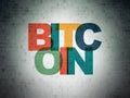 Cryptocurrency concept: Bitcoin on Digital Data Paper background Royalty Free Stock Photo