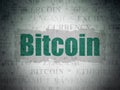 Cryptocurrency concept: Bitcoin on Digital Data Paper background Royalty Free Stock Photo