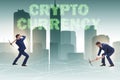 The cryptocurrency concept with businessman mining money Royalty Free Stock Photo