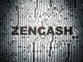 Cryptocurrency concept: circuit board with Zencash Royalty Free Stock Photo