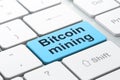 Cryptocurrency concept: Bitcoin Mining on computer keyboard background Royalty Free Stock Photo