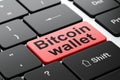 Cryptocurrency concept: Bitcoin Wallet on computer keyboard background Royalty Free Stock Photo