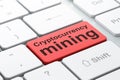 Cryptocurrency concept: Cryptocurrency Mining on computer keyboard background Royalty Free Stock Photo