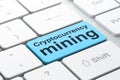 Cryptocurrency concept: Cryptocurrency Mining on computer keyboard background Royalty Free Stock Photo