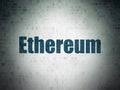 Cryptocurrency concept: Ethereum on Digital Data Paper background Royalty Free Stock Photo