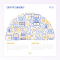 Cryptocurrency concept in half circle Royalty Free Stock Photo